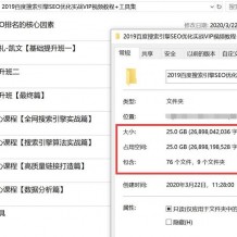 2019百度搜索引擎SEO优化实战VIP视频教程+工具集