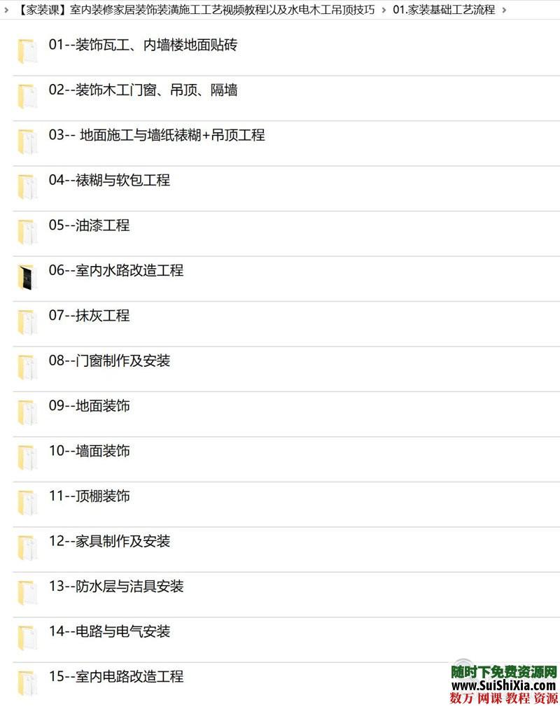 【家装课】室内装修家居装饰装潢施工工艺视频教程以及水电木工吊顶技巧 第1张