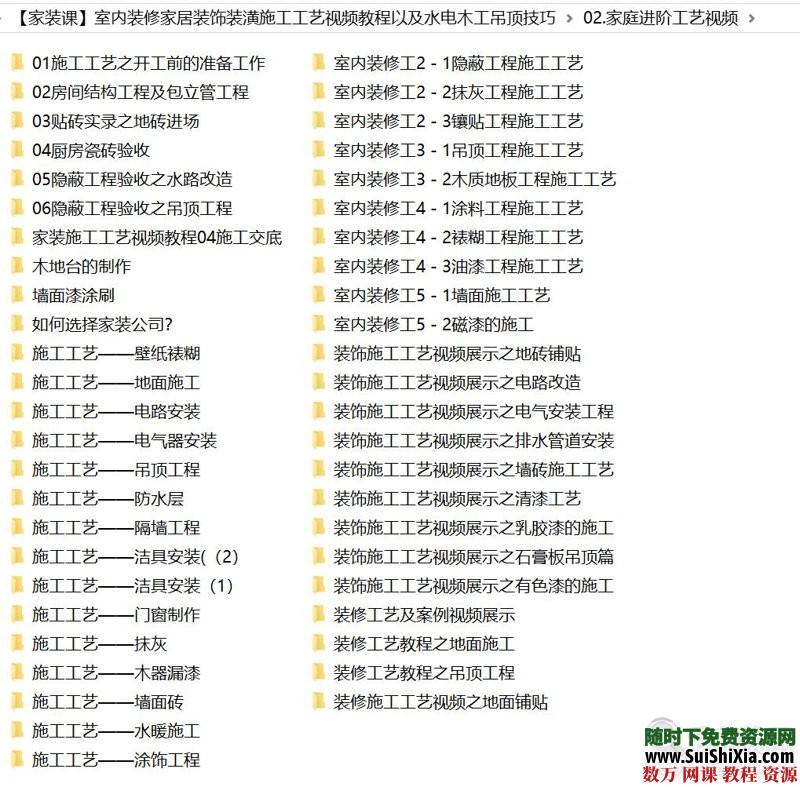 【家装课】室内装修家居装饰装潢施工工艺视频教程以及水电木工吊顶技巧 第2张